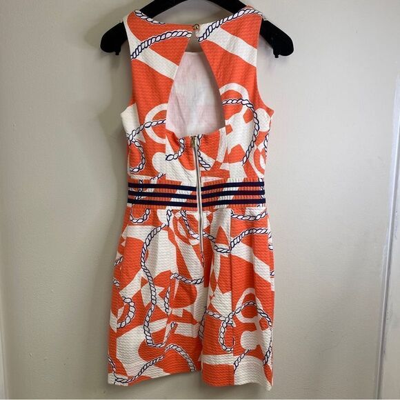 Lilly Pulitzer Booze Cruise Dress Tango Orange Nautical Rope Design US 00 - Picture 4 of 5